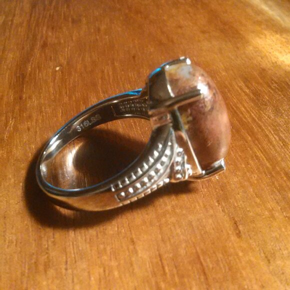 Aqua Nueva Moss Stainless Steel Solitaire Ring (Size 8) - Picture 6 of 16